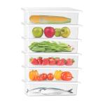 MILTON-Cryo Fridge Storage Boxes Set of 6 Fridge Organizer Container with Waterproof Vinyl Stickers & Removable Drain Plate, Lid, Stackable Box, Plastic Containers 1500 ml, Transparent