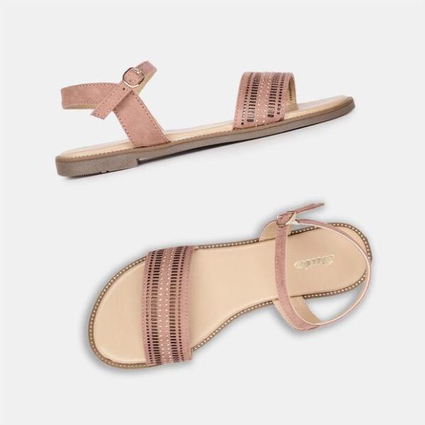 Bata pink open toe flat slippers for women