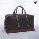 Fur Jaden-40L Canvas Weekender Travel Duffle Cabin Bag with Detachable Shoulder Strap (Black)