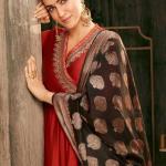 BIBA-Rust Embroidered Angrakha Festive Anarkali Suit Set