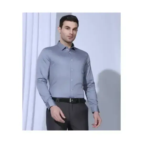 BLACKBERRYS-UnWrinkle Formal Blue Solid Shirt - George