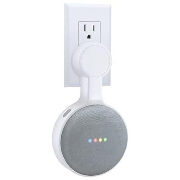 AMORTEK- Space-Saving Accessories Outlet Wall Mount Holder for Google Home Mini Voice Assistant