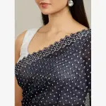 Manyavar-Midnight Blue Stone Work Saree