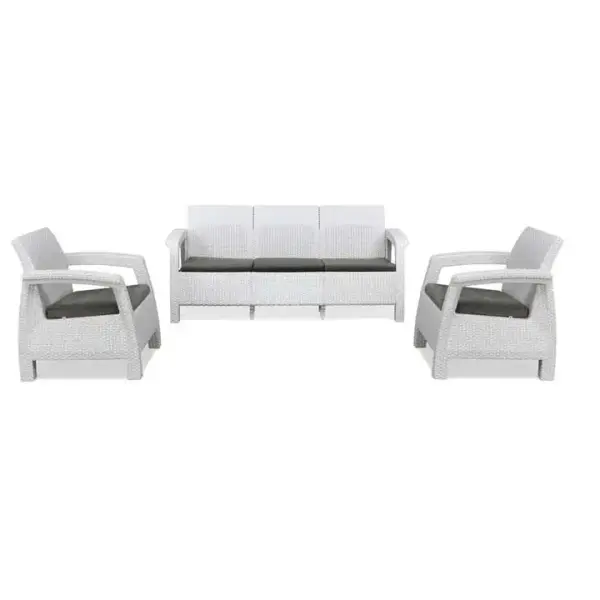Nilkamal-Goa Plastic 3 + 1 + 1 Seater Sofa with Cushion (Milky White and Grey)