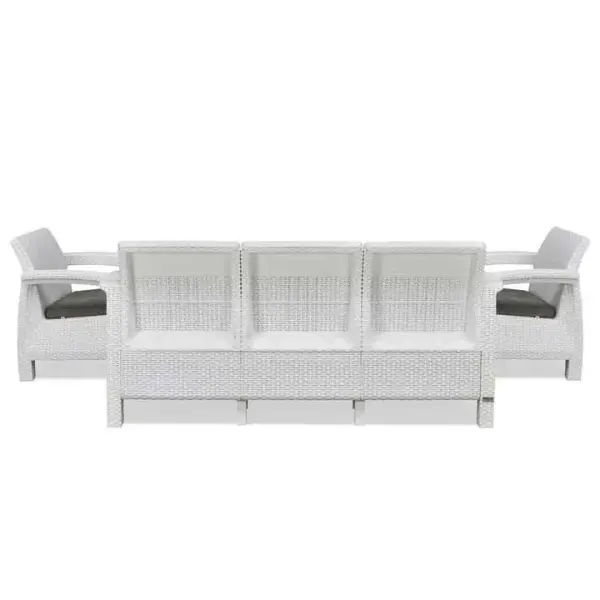 Nilkamal-Goa Plastic 3 + 1 + 1 Seater Sofa with Cushion (Milky White and Grey)