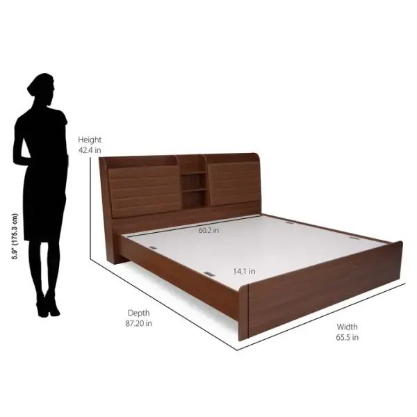 Nilkamal-Tokyo Calipso Queen Bed Without Storage (Classic Plank Walnut)