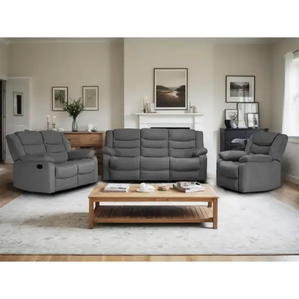 Overstock-Modern 3-Piece Manual Reclining Living Room Sofa Set with Dropdown Table and Console