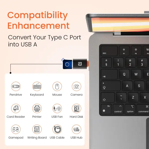 Portronics Bridge Y USB 3.0 to Type C OTG Adaptor, 10Gbps High Speed Data Transfer, Thunderbolt to USB Adapter