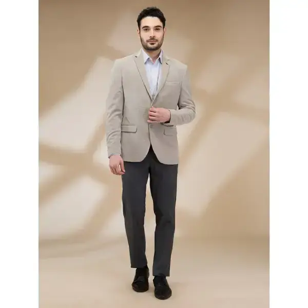 Raymond-Park Avenue Men Brown Corduroy Slim Fit Polyester Blazer