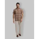 Raymond-ColorPlus Regular Fit Checkered Dark Brown Shirt
