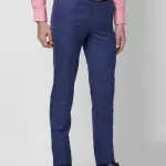 Raymond-Men Blue Checks Slim Fit Polyester Blend Trouser