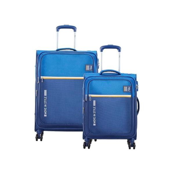 Skybags-Sigma Polyester Spinner 8W Soft Shell Trolley 59+71 Blue Soft Luggage- Luggage Set