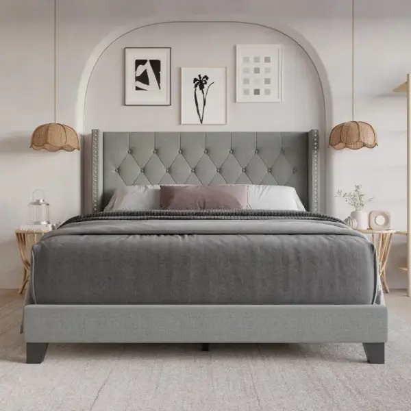 Wayfair-Ameire Upholstered Wingback Bed