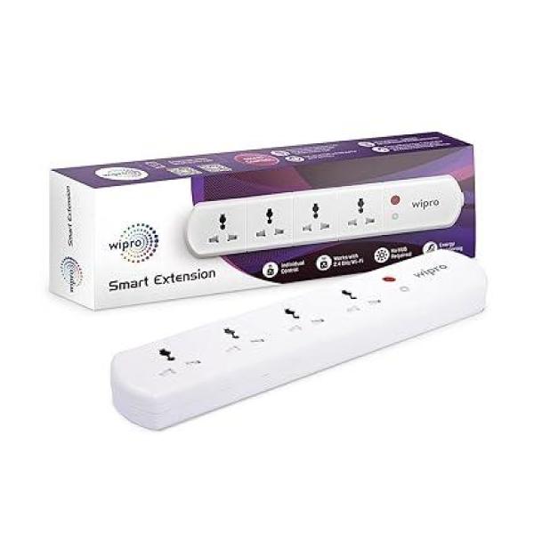 Wipro- Smart Extension with WiFi, 4-Socket Smart Extension Board with Alexa Support, 16 Amp Power Socket, Control Your Appliances from Anywhere, White (DSE2150), Pack of 1