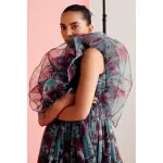 ZABBELA-Botanic Ruffled Tulle Midi Dress