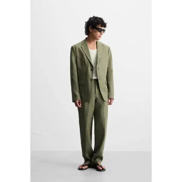 ZARA-100% LINEN SUIT BLAZER
