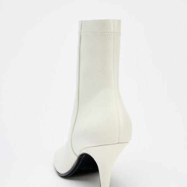 ZARA-LEATHER ANKLE BOOTS WITH TOPSTITCHING