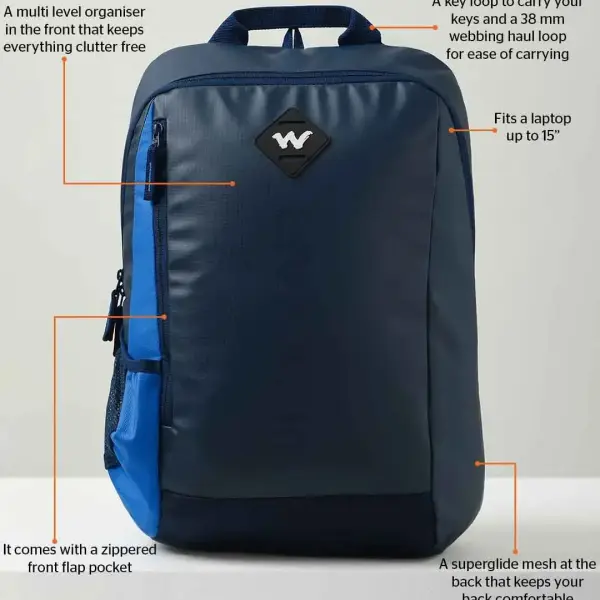 Wildcraft-Unisex Polyester 20 L Backpack | Blue and Black